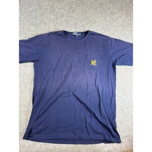 VINTAGE Polo Ralph Lauren Shirt Mens Blue Crest Fine Cotton Minimalist Medium